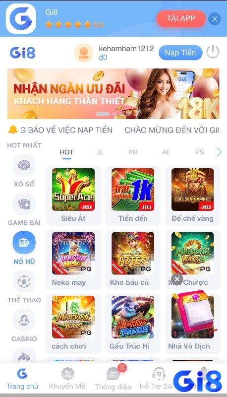 Trải nghiệm nổ hũ trên web cược này cực kỳ thú vị