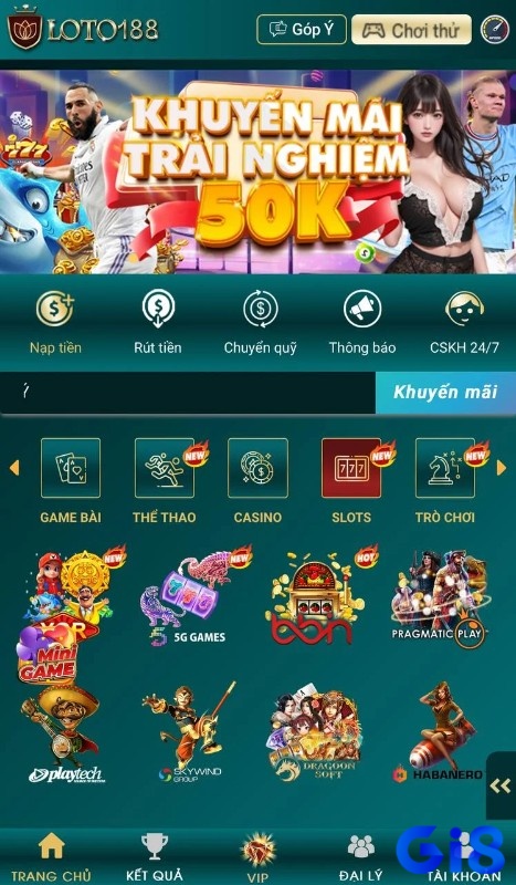 Loto188 cung cấp đa dạng các trò chơi slot từ các nhà cung cấp game nổi tiếng