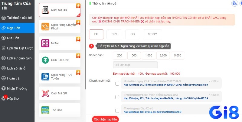 Gi8 tự hào với hệ thống thanh toán rất hiện đại và đa dạng